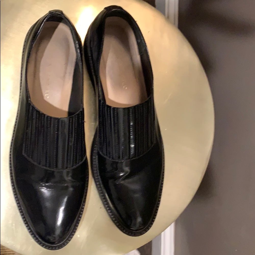 Loeffler Randall patent wedge heel shoes